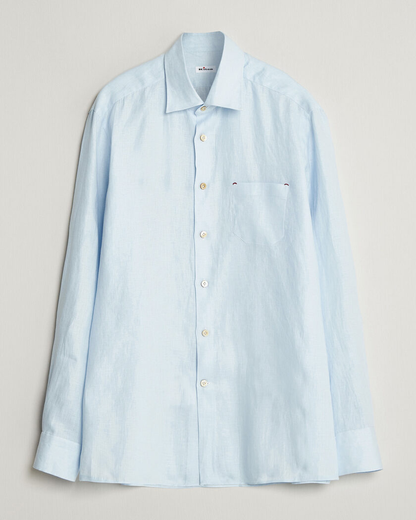 Kiton Linen Sport Shirt Light Blue – Bleu