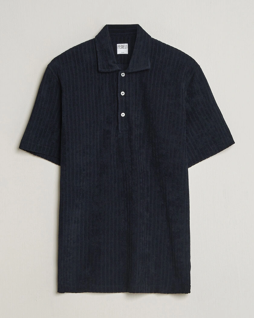 Fedeli Rib Terry Polo Navy – Bleu