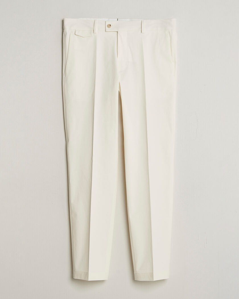 BOSS CAMEL Peet Cotton Pleated Trousers Open White – Blanc