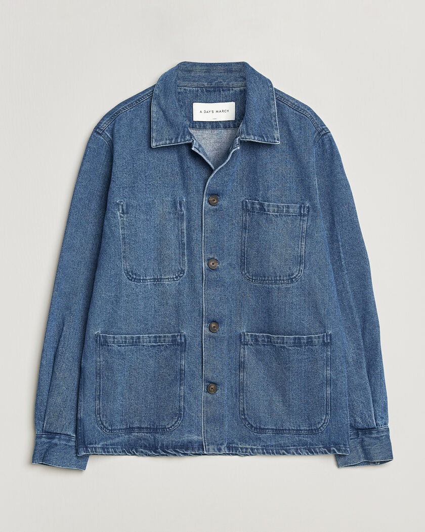 A Day's March Algot Denim Overshirt Washed Blue – Bleu
