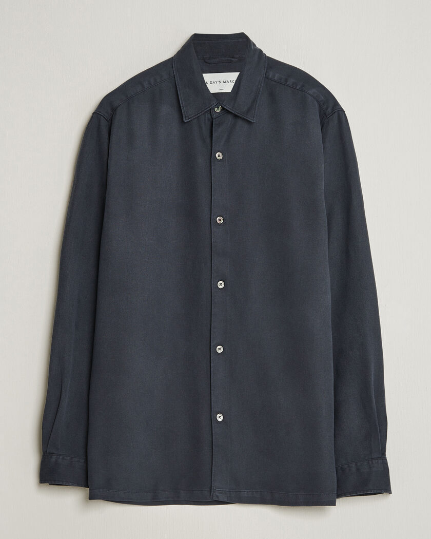 A Day's March Clean Cut Lyocell Shirt Navy – Bleu