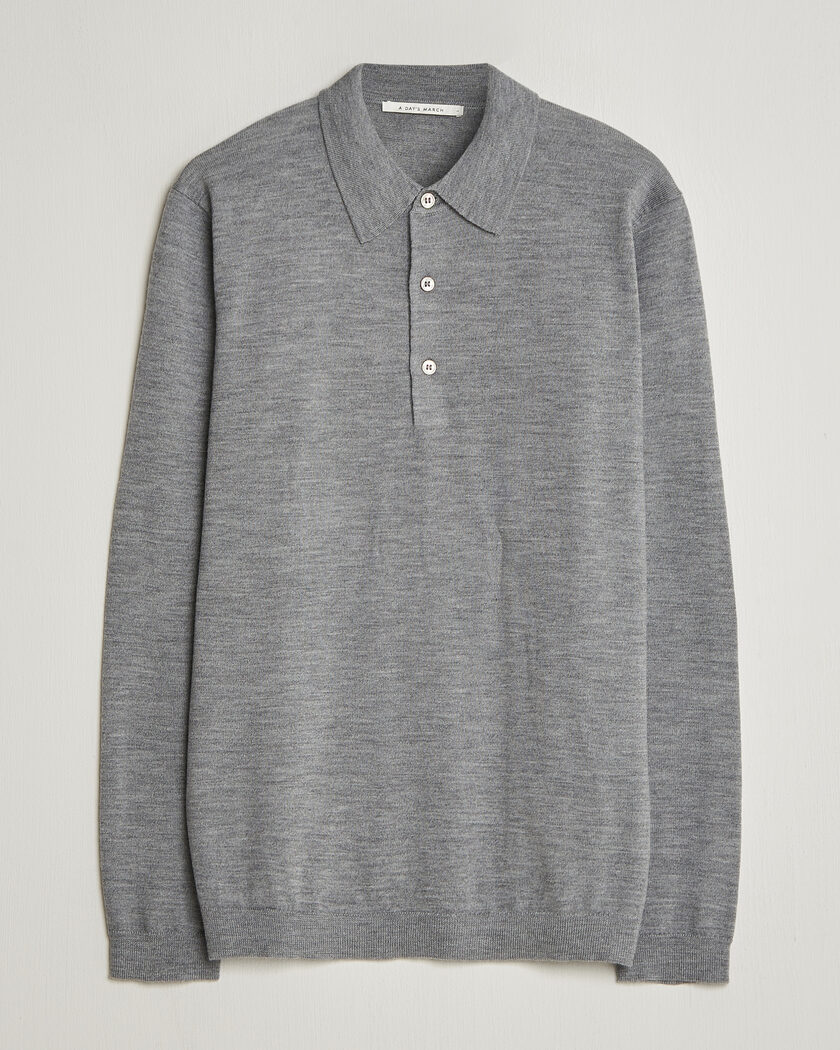A Day's March Ambroz Merino Polo Grey Melange – Gris