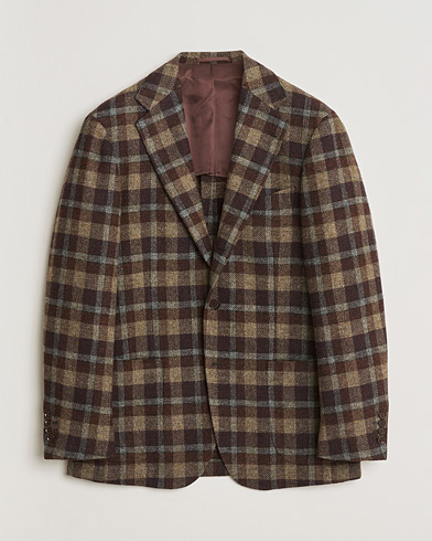 Pre-owned Ring Jacket Checked Wool Blazer Brown 50 – Marron