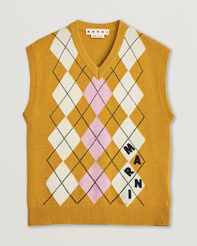 Pre-owned Marni Shetland Argyle Knit Vest White/Yellow 48 – Geel