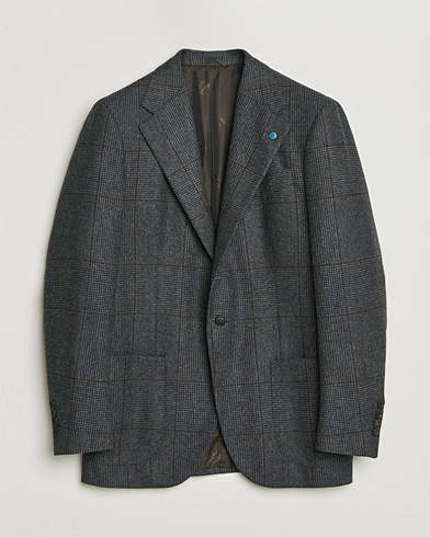 Pre-owned Eidos Napoli Wool Checked Blazer Dark Grey 50 – Grijs