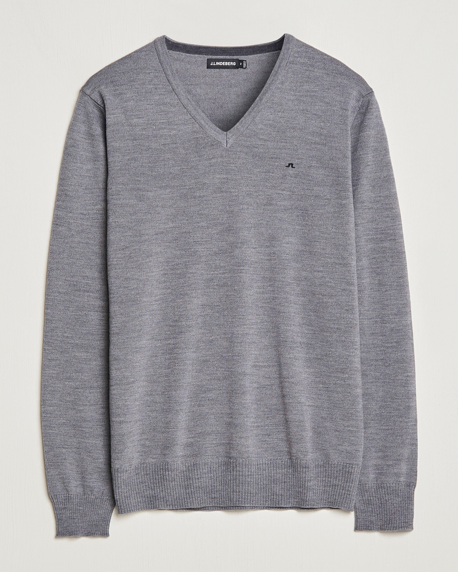 Heren | Truien | J.Lindeberg | Lymann True Merino V-Neck Pullover Grey