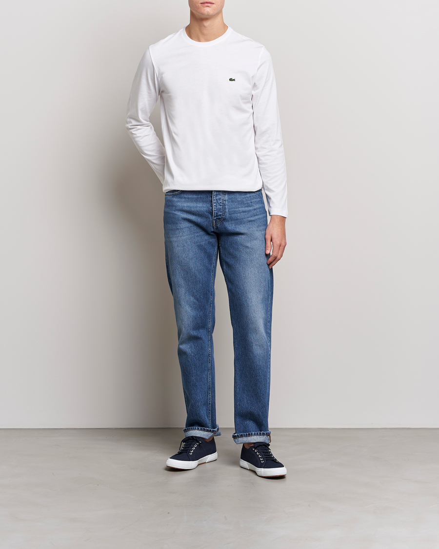 Heren | T-shirts | Lacoste | Long Sleeve Crew Neck T-Shirt White