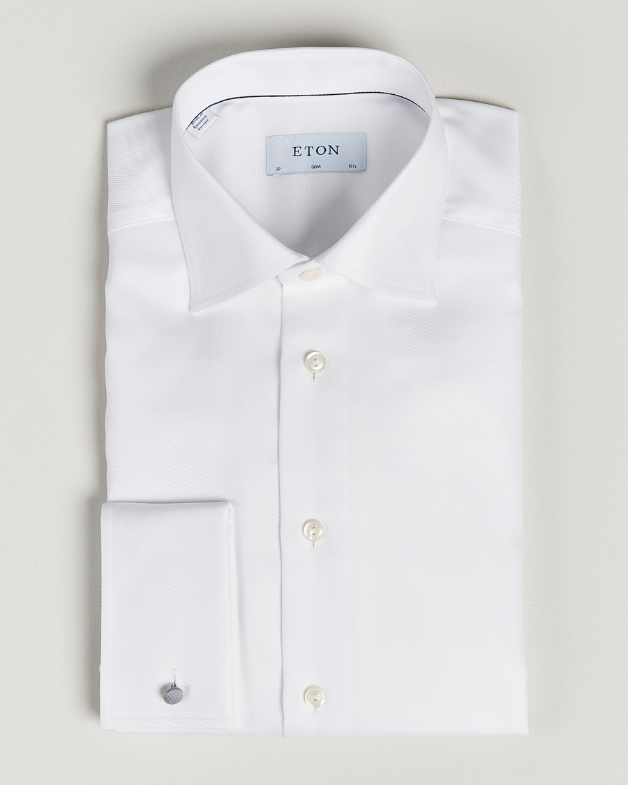 Heren | Overhemden | Eton | Slim Fit Twill Double Cuff Shirt White