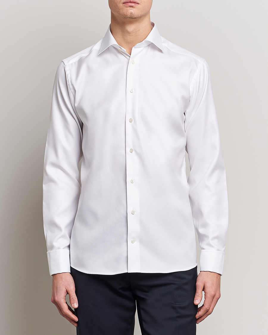 Heren | Overhemden | Eton | Slim Fit Twill Double Cuff Shirt White