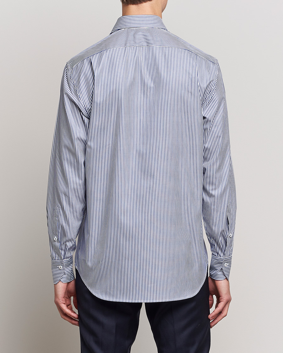 Heren | Overhemden | Stenströms | Fitted Body Stripe Shirt White/Blue