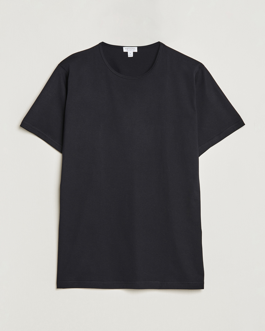 Heren | T-shirts | Sunspel | Superfine Cotton Crew Neck T-Shirt Black