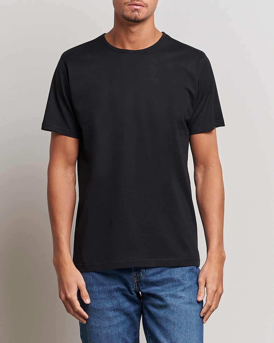 Heren | T-shirts | Sunspel | Superfine Cotton Crew Neck T-Shirt Black