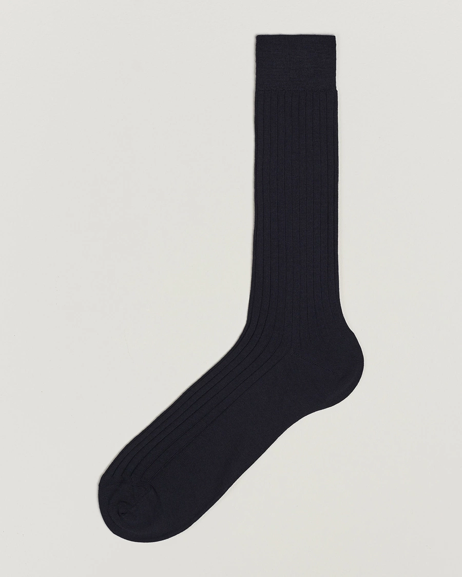 Heren | Ondergoed | Bresciani | Wool/Nylon Ribbed Short Socks Navy