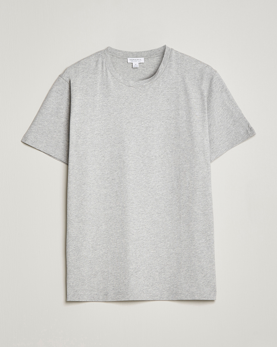 Heren | T-shirts | Sunspel | Riviera Midweight T-Shirt Grey Melange