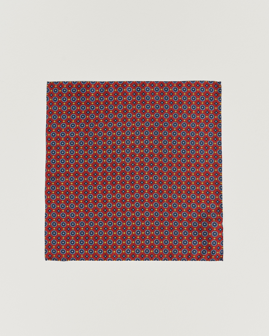 Heren | Pochets | Amanda Christensen | Medallion Silk Pocket Square Wine Red