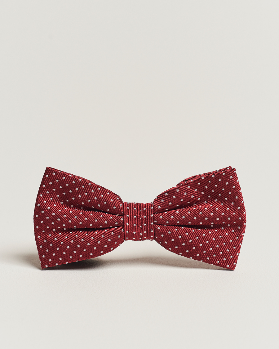 Heren | Vlinderdassen | Amanda Christensen | Micro Dot Pre Tie Silk Wine Red
