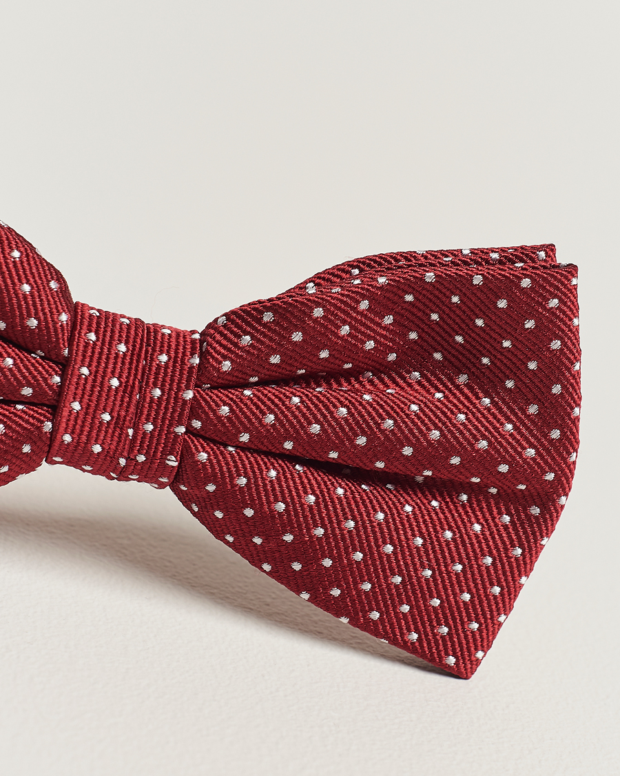 Heren | Vlinderdassen | Amanda Christensen | Micro Dot Pre Tie Silk Wine Red