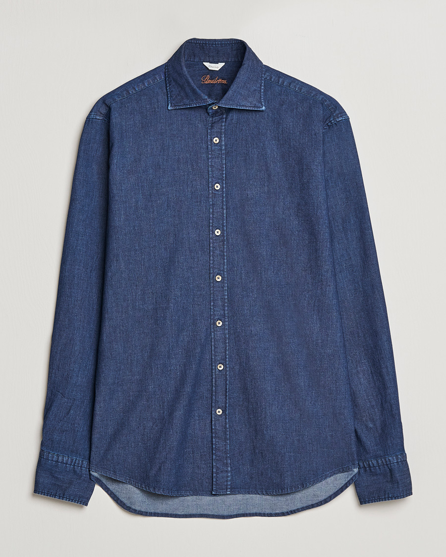 Heren | Overhemden | Stenströms | Fitted Body Garment Washed Shirt Dark Denim