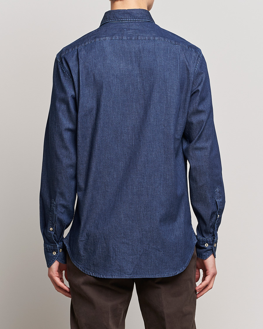 Heren | Overhemden | Stenströms | Fitted Body Garment Washed Shirt Dark Denim
