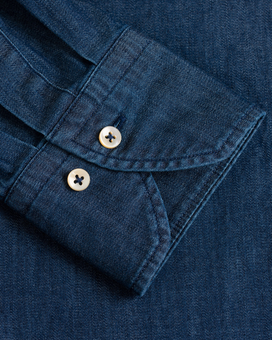 Heren | Overhemden | Stenströms | Fitted Body Garment Washed Shirt Dark Denim