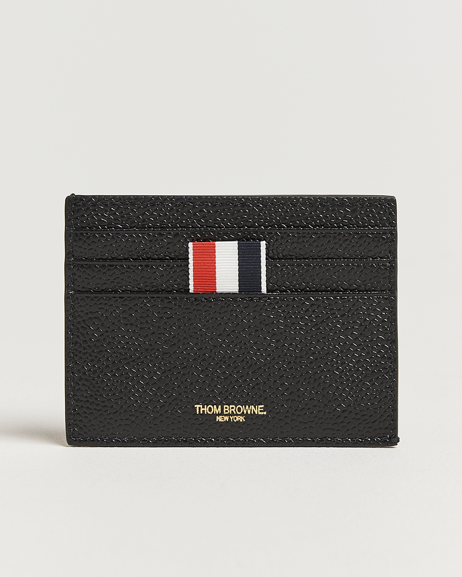 Heren | Thom Browne Pebble Grain Single Card Holder Black | Thom Browne | Pebble Grain Single Card Holder Black