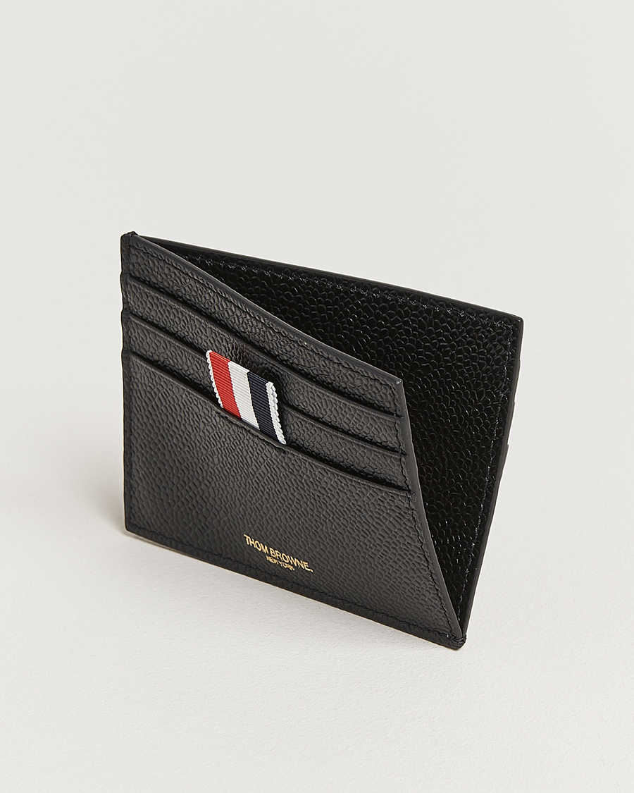 Heren | Thom Browne Pebble Grain Single Card Holder Black | Thom Browne | Pebble Grain Single Card Holder Black