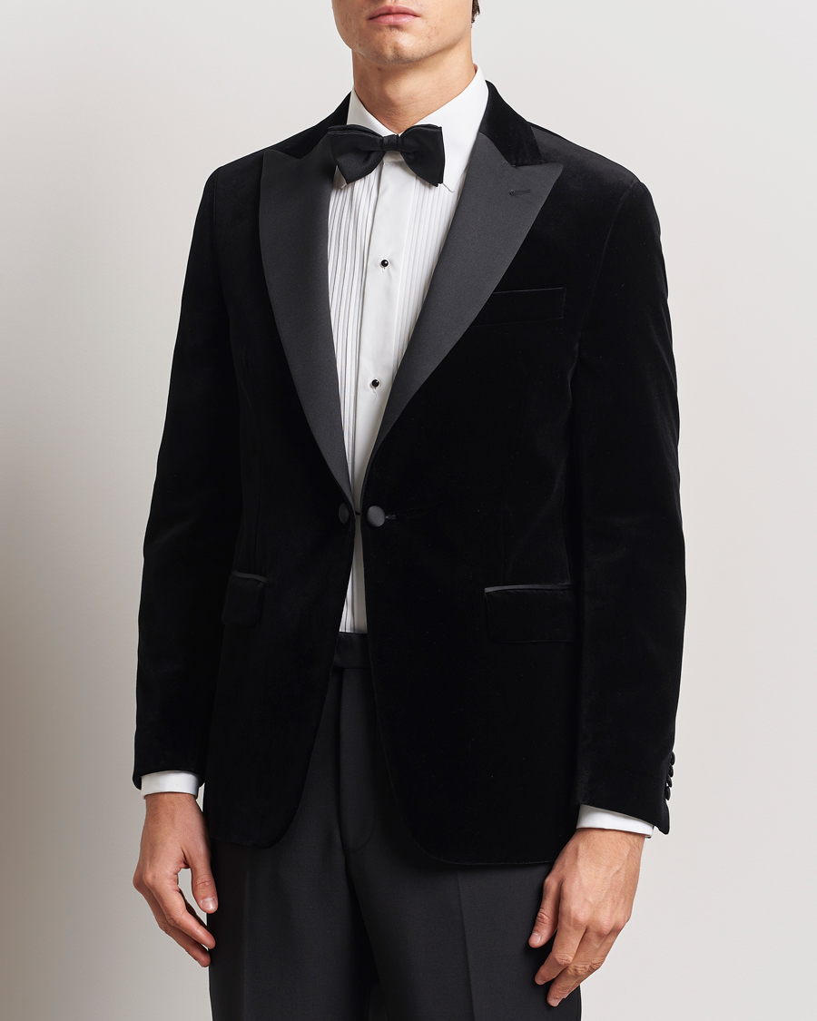 Heren | Blazers | Oscar Jacobson | Frampton Velvet Tuxedo Blazer Black