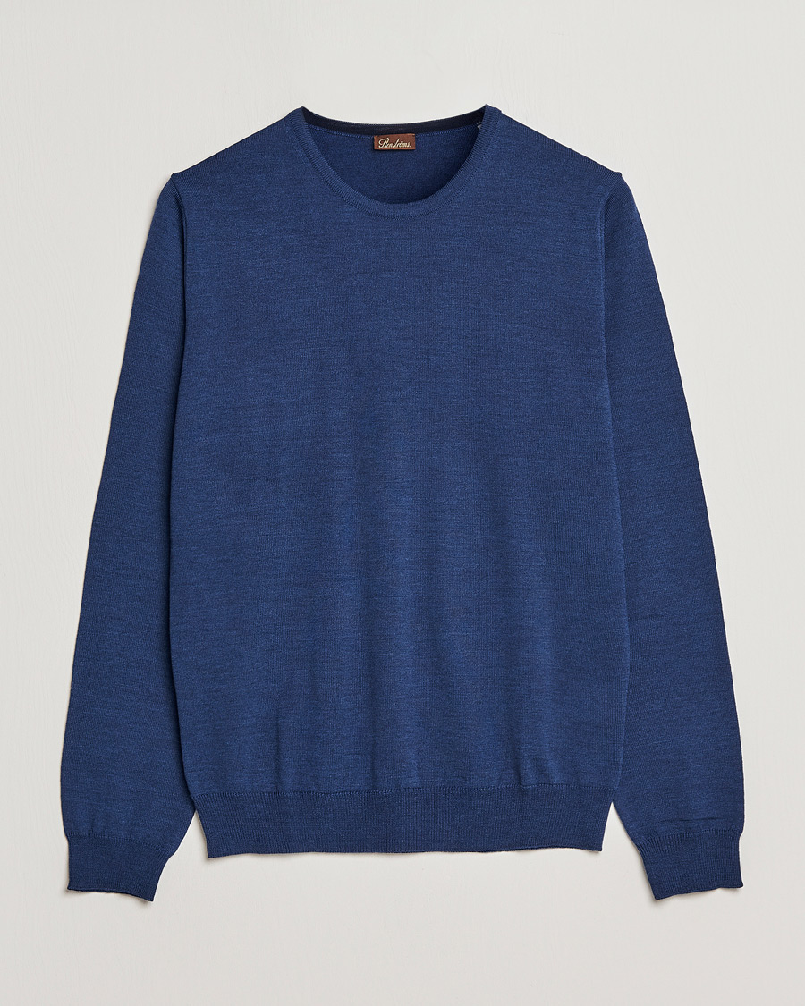 Heren | Truien | Stenströms | Merino Crew Neck Blue