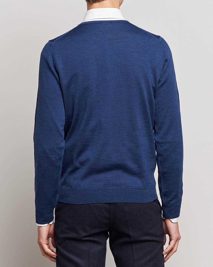 Heren | Truien | Stenströms | Merino Crew Neck Blue