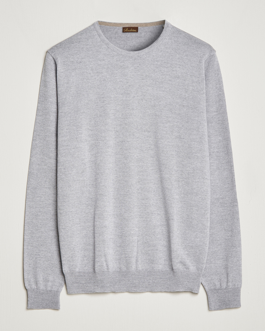 Heren | Truien | Stenströms | Merino Crew Neck Light Grey