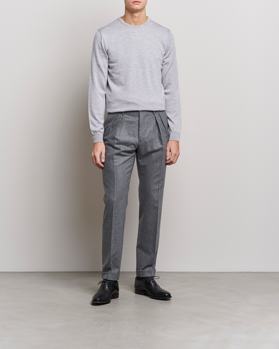 Heren | Truien | Stenströms | Merino Crew Neck Light Grey