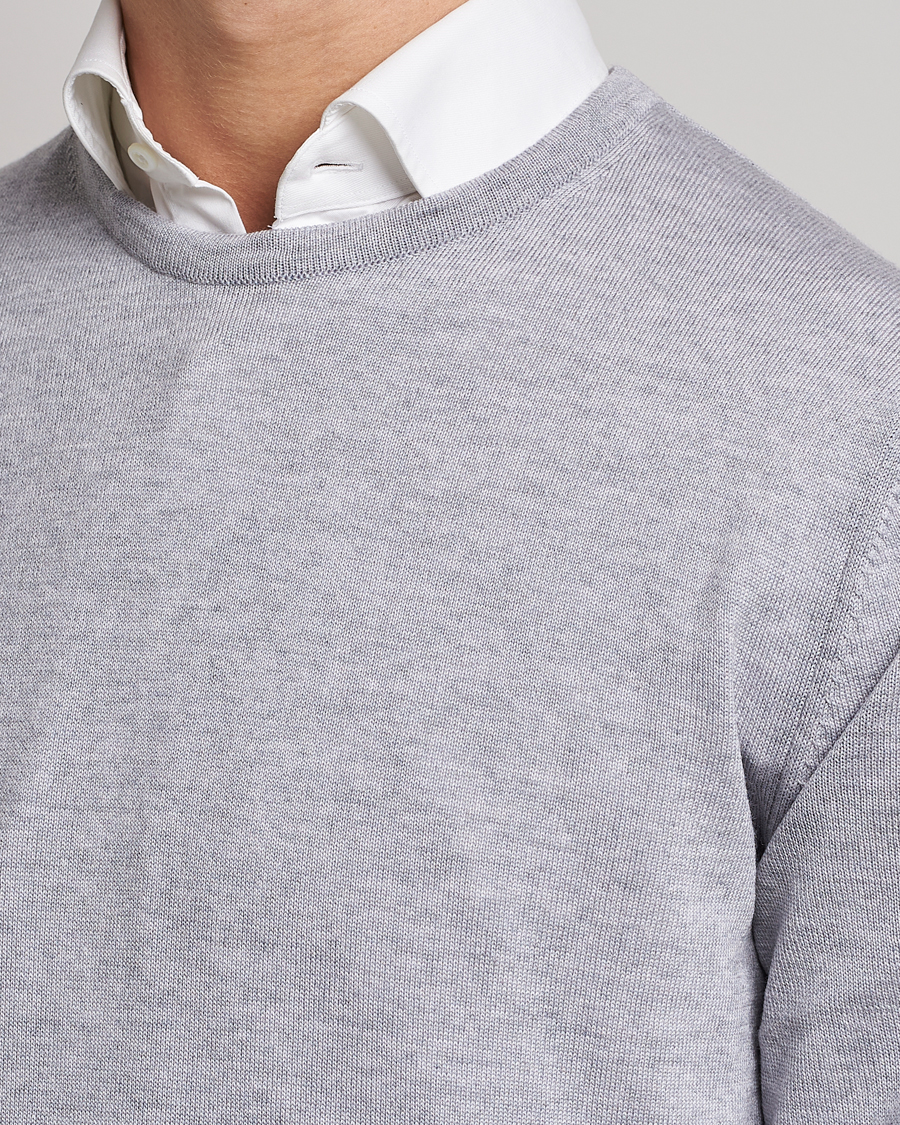 Heren | Truien | Stenströms | Merino Crew Neck Light Grey