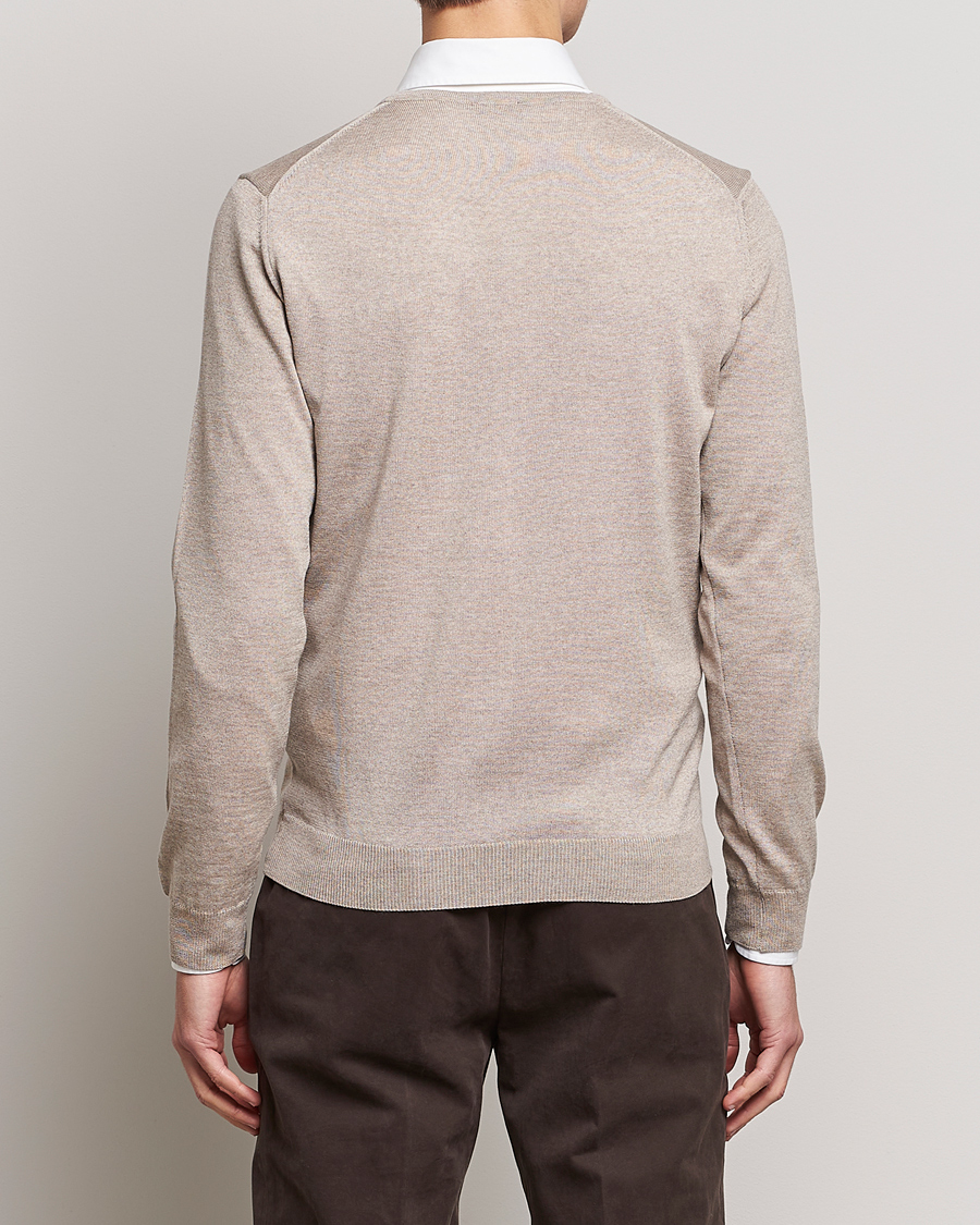 Heren | Truien | Stenströms | Merino V-Neck Sand