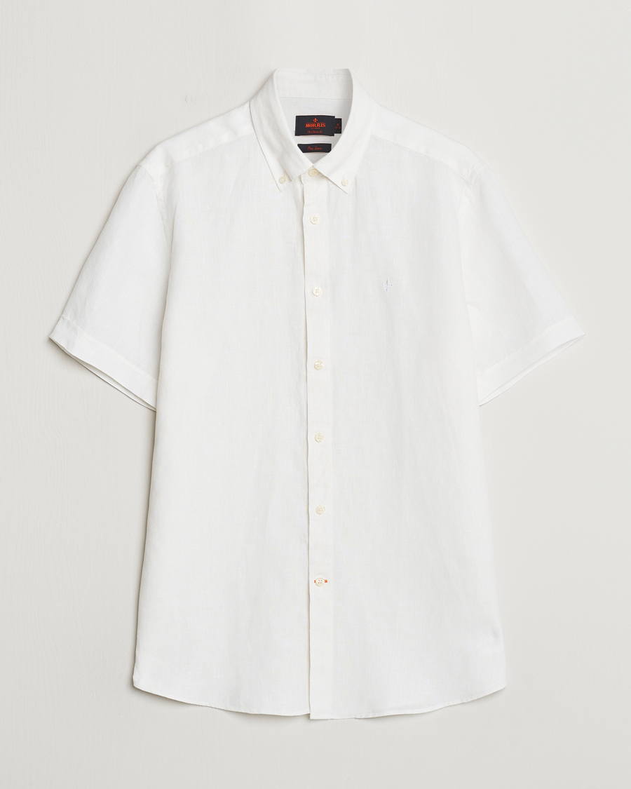 Heren | Overhemden | Morris | Douglas Short Sleeve Linen Shirt White