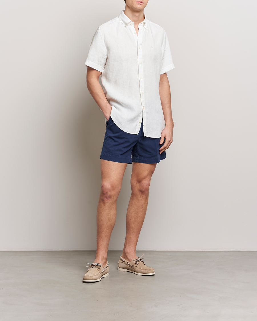 Heren | Overhemden | Morris | Douglas Short Sleeve Linen Shirt White