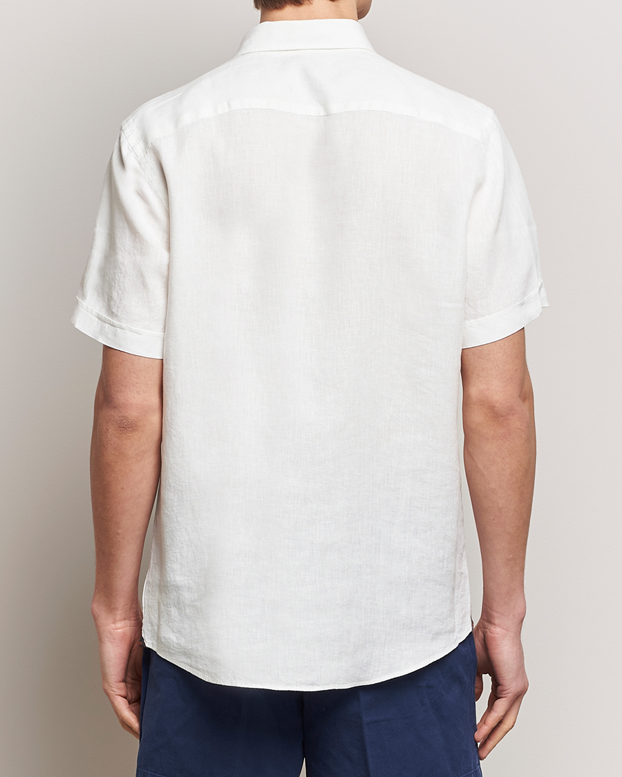 Heren | Overhemden | Morris | Douglas Short Sleeve Linen Shirt White