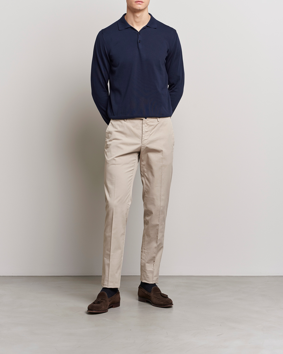 Heren | Truien | Canali | Cotton Long Sleeve Polo Navy