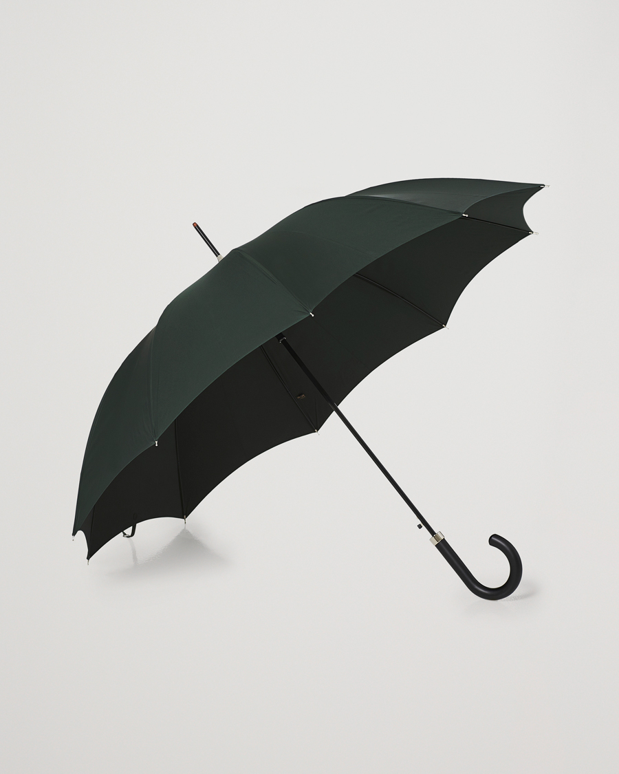 Heren | Fox Umbrellas Hardwood Automatic Umbrella Racing Green | Fox Umbrellas | Hardwood Automatic Umbrella Racing Green