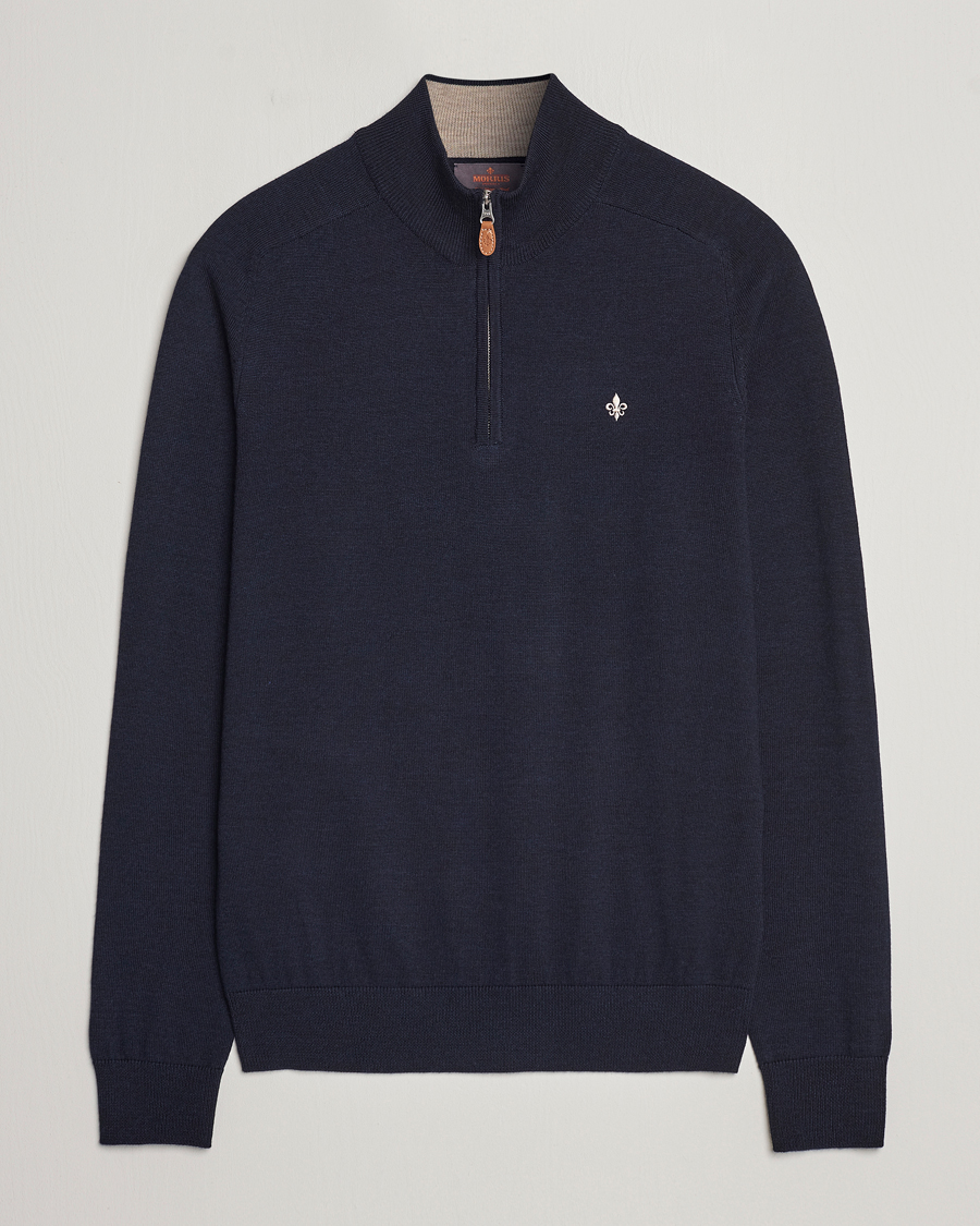 Heren | Truien | Morris | John Merino Half Zip Navy