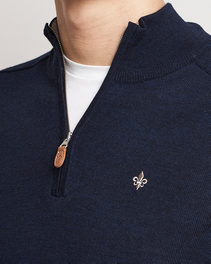 Heren | Truien | Morris | John Merino Half Zip Navy