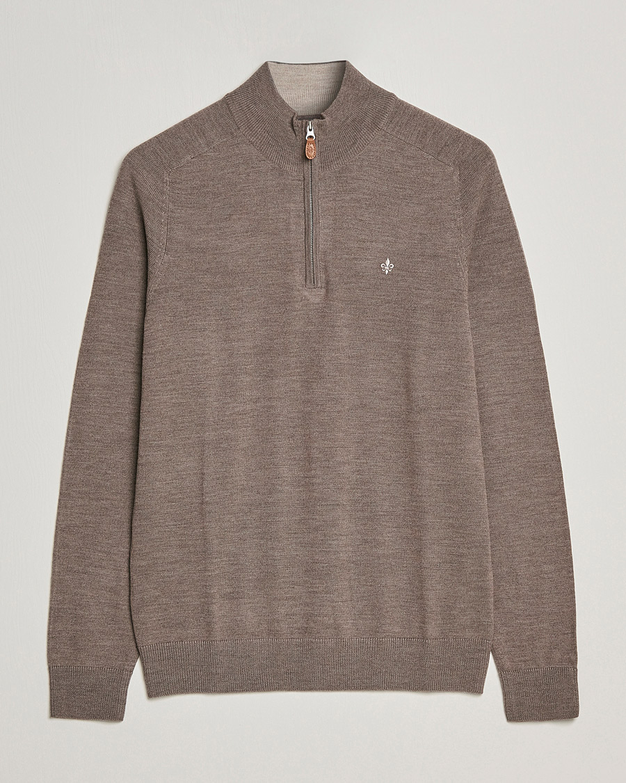 Heren | Truien | Morris | John Merino Half Zip Light Brown