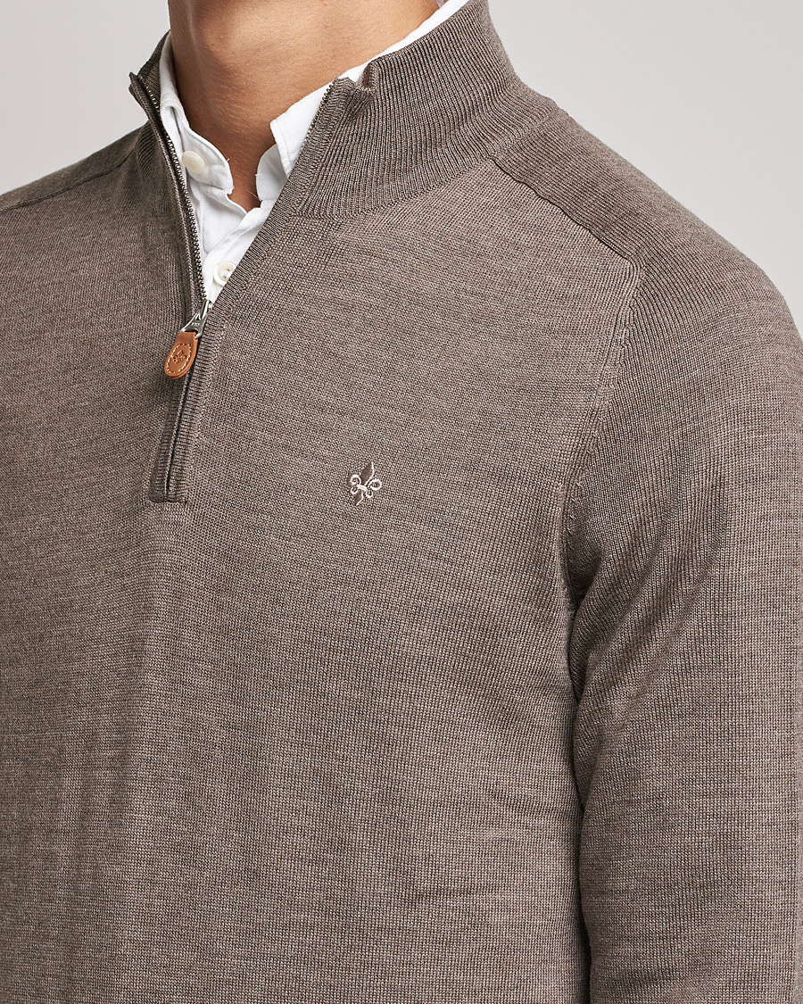 Heren | Truien | Morris | John Merino Half Zip Light Brown