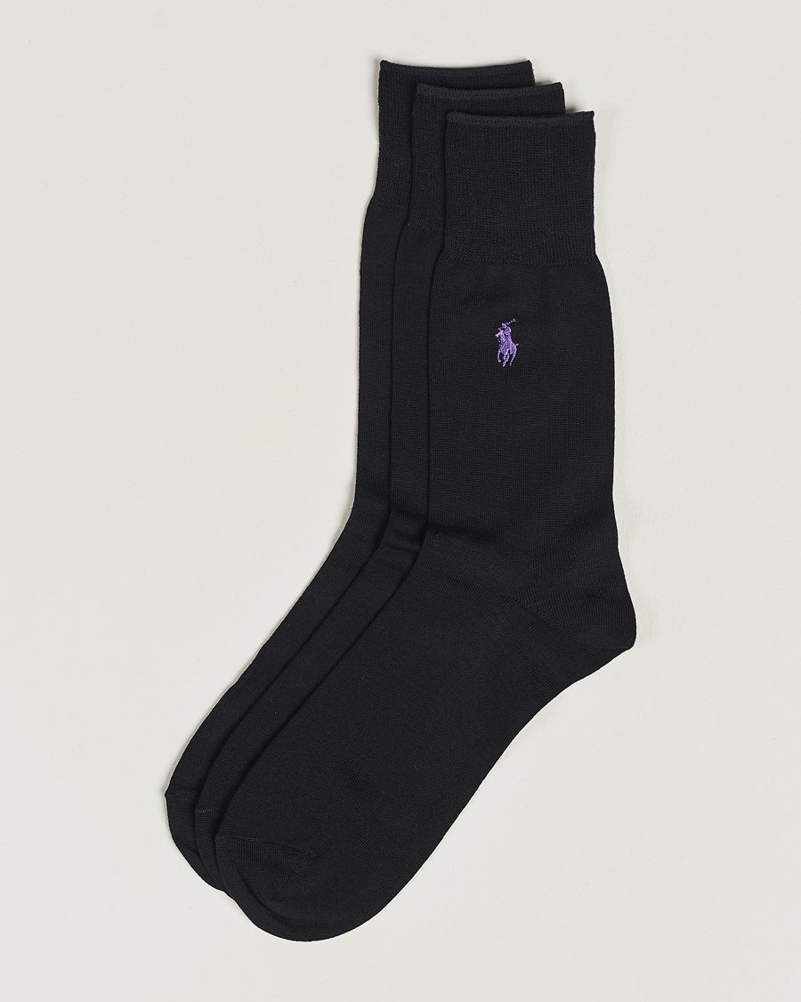 Heren | Ondergoed | Polo Ralph Lauren | 3-Pack Mercerized Cotton Socks Black