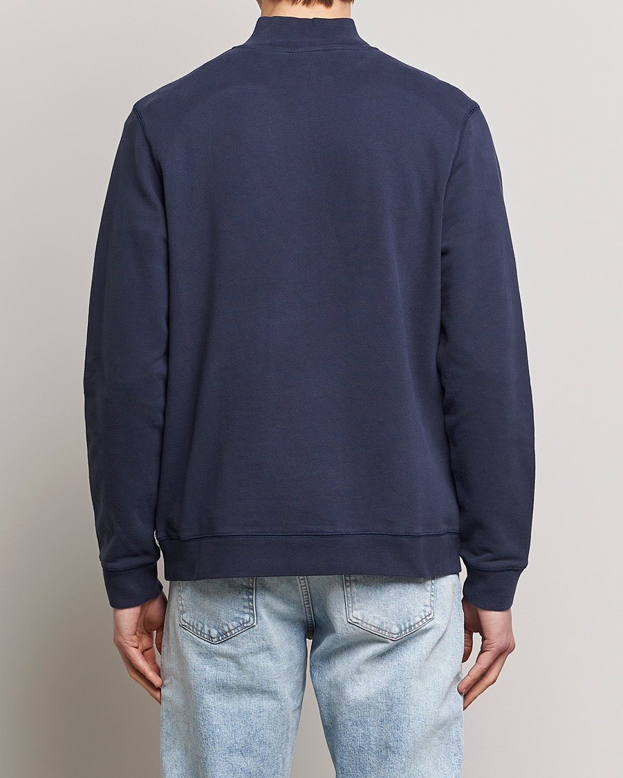 Heren | Truien | Sunspel | Loopback Half Zip Navy