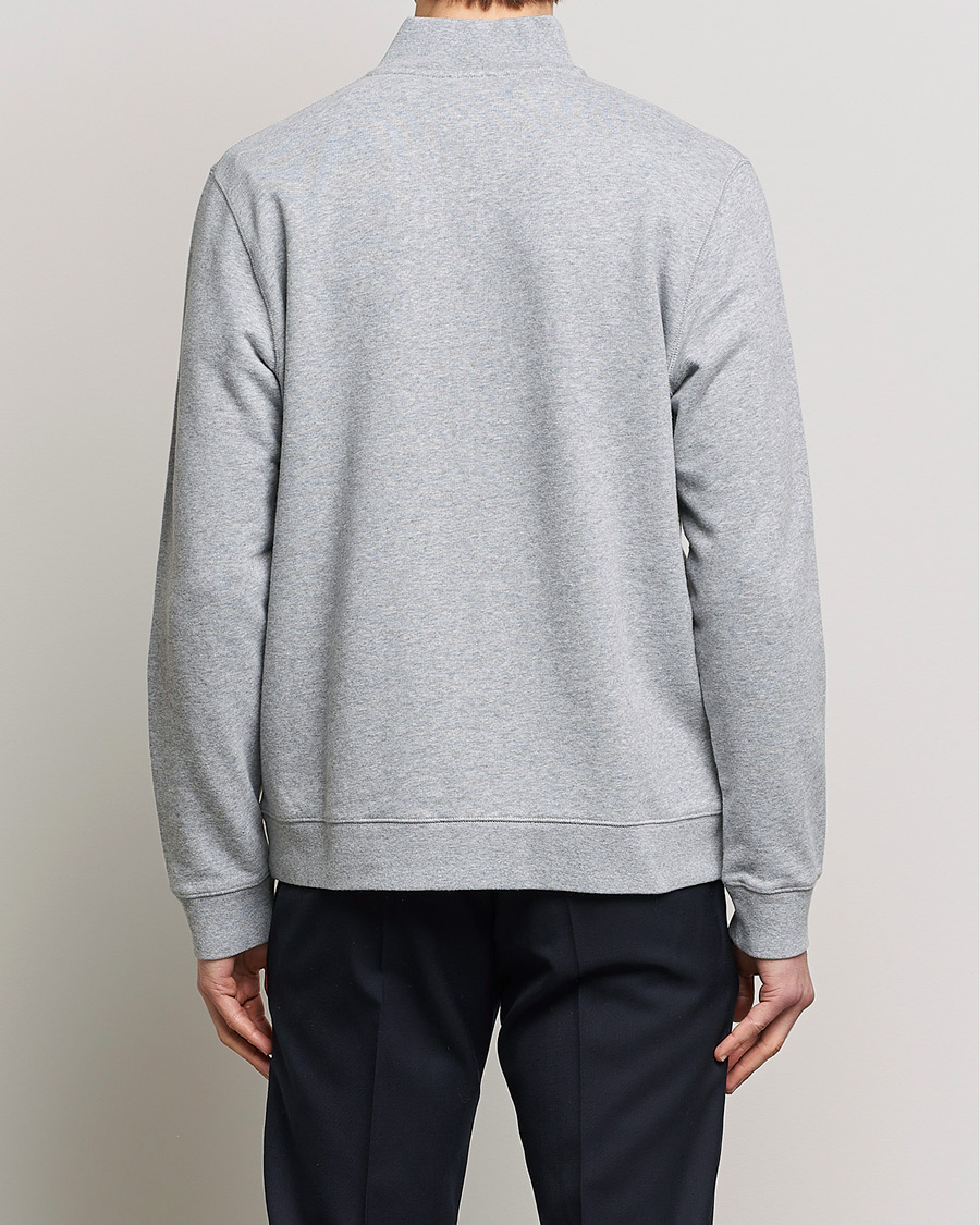 Heren | Truien | Sunspel | Loopback Half Zip Sweatshirt Grey Melange