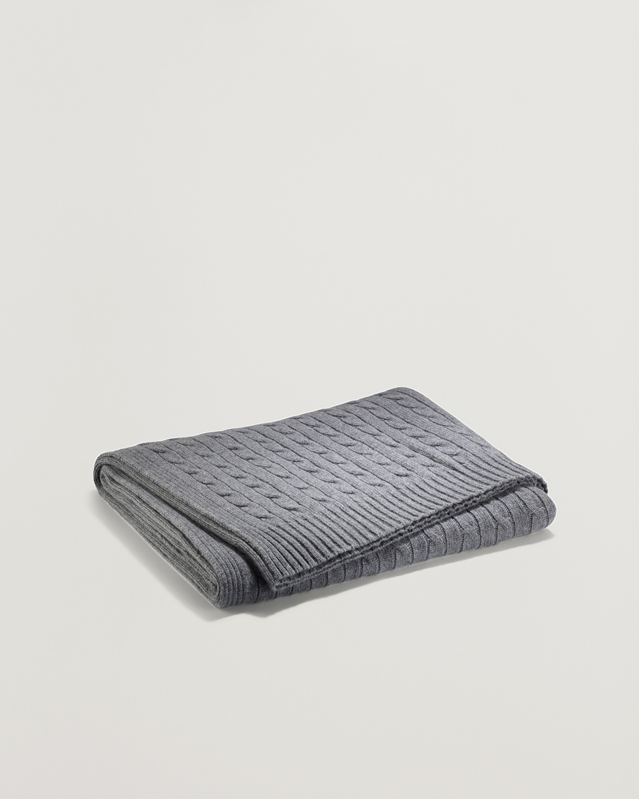 Heren | Ralph Lauren Home Cable Knitted Cashmere Throw Heather Grey | Ralph Lauren Home | Cable Knitted Cashmere Throw Heather Grey