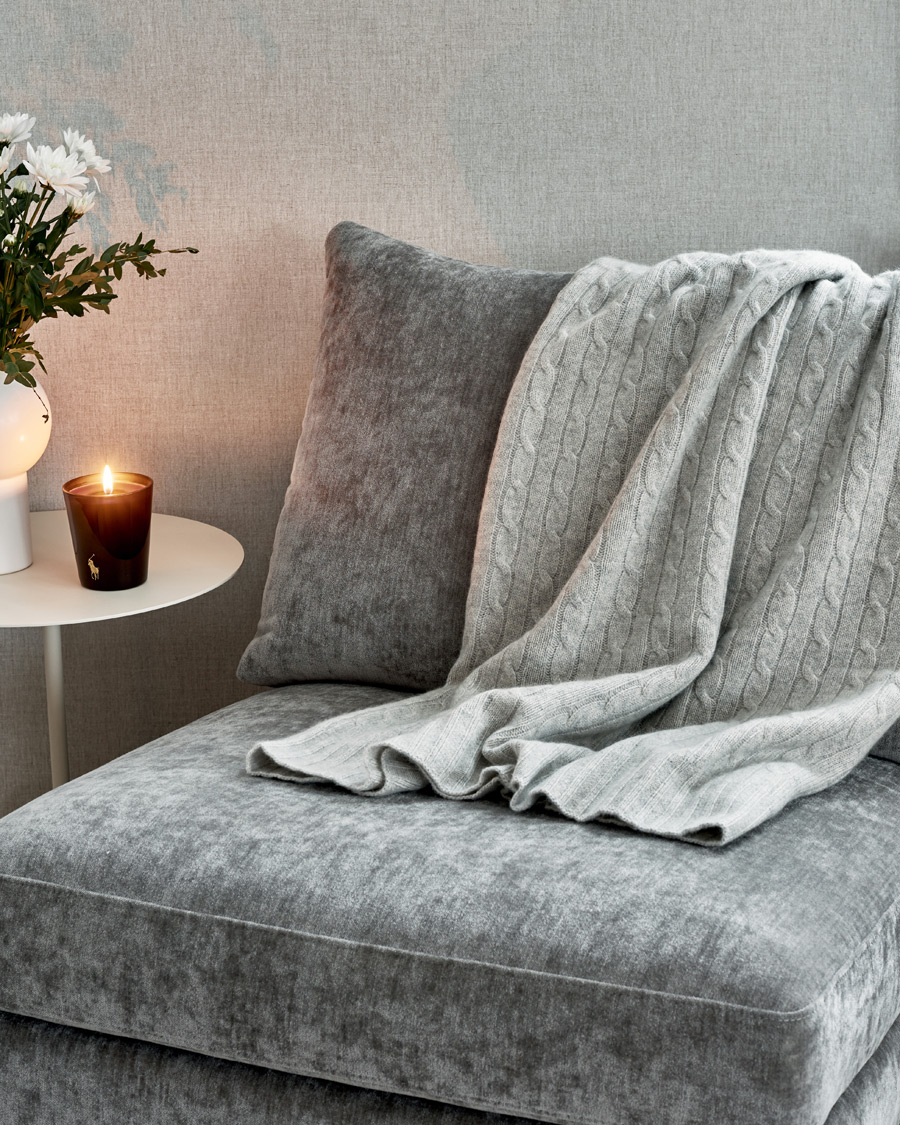 Heren | Ralph Lauren Home Cable Knitted Cashmere Throw Heather Grey | Ralph Lauren Home | Cable Knitted Cashmere Throw Heather Grey