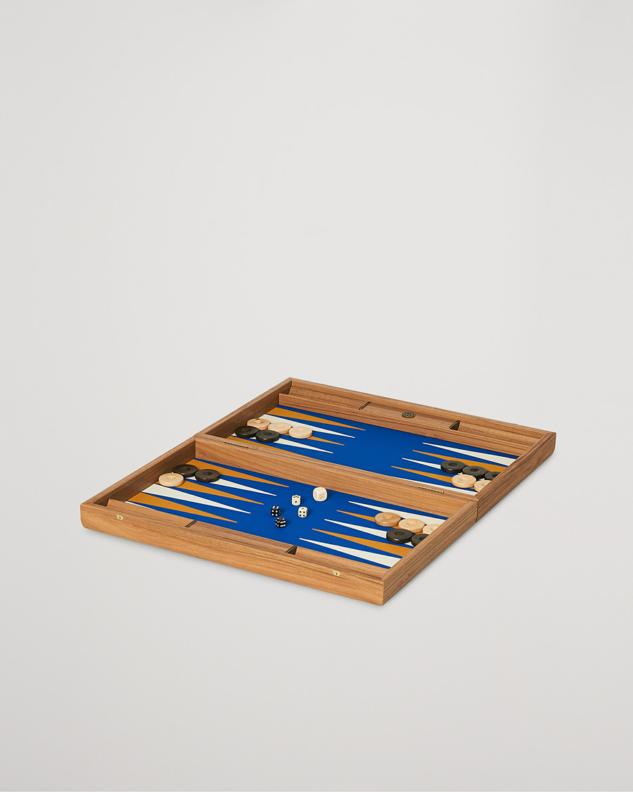 Heren | Spellen | Manopoulos | Walnut Royal Blue Large Backgammon