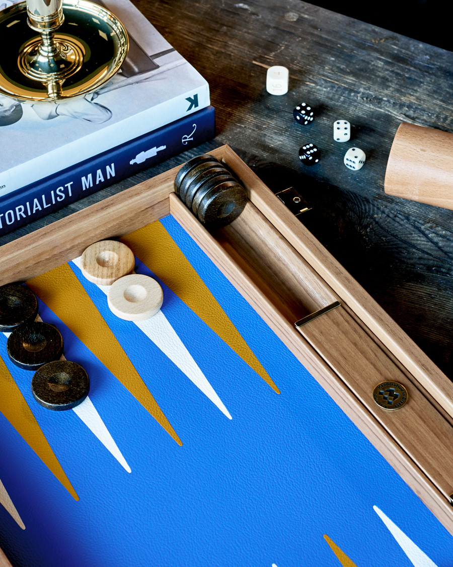 Heren | Spellen | Manopoulos | Walnut Royal Blue Large Backgammon