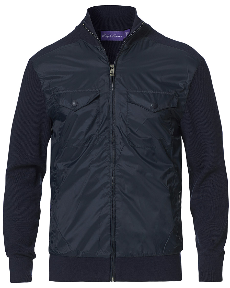 Heren | Truien | Ralph Lauren Purple Label | Hybrid Zip Sweater Classic Navy